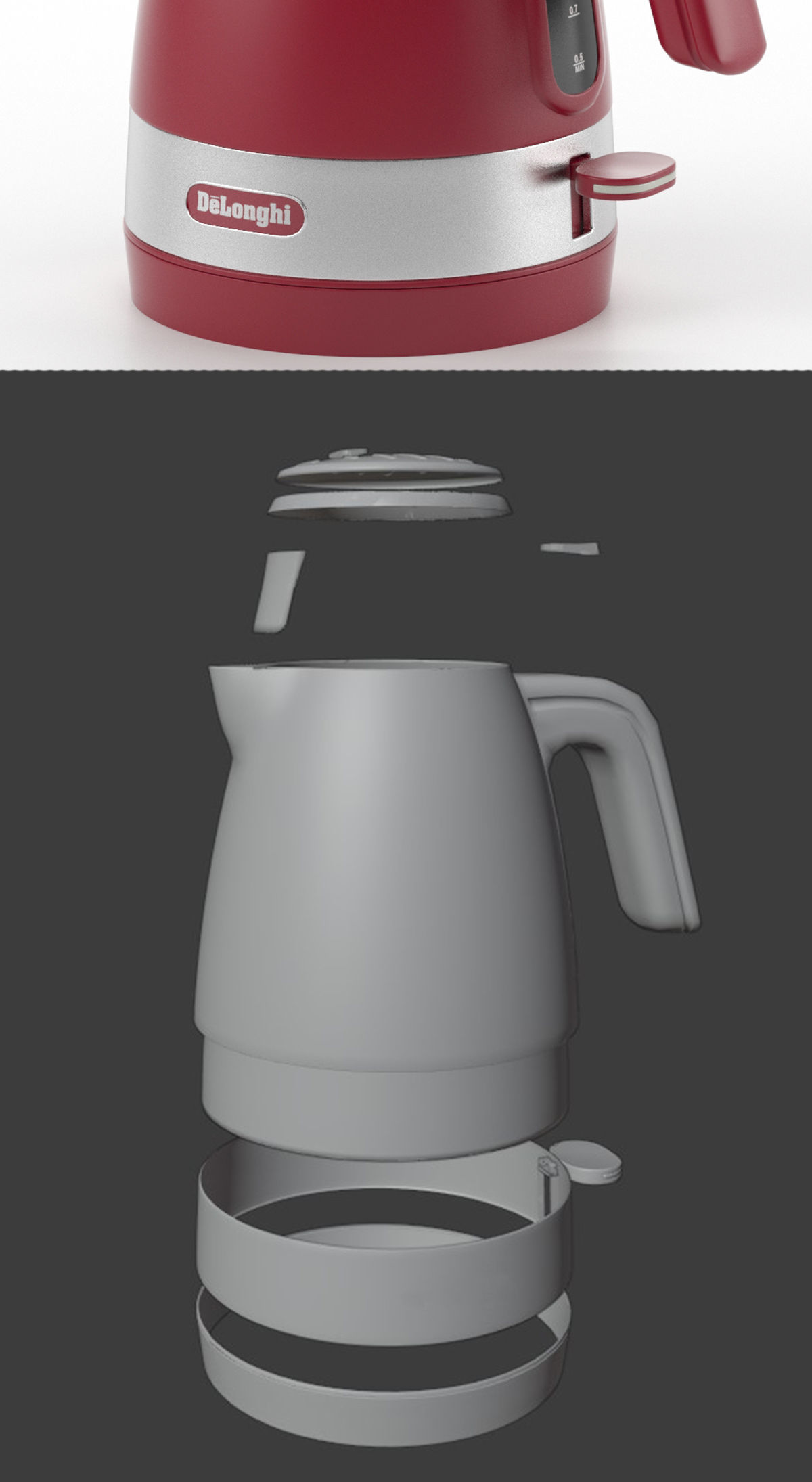 Kettle delonghi tepot electric red to turbosmooth 3D model_6