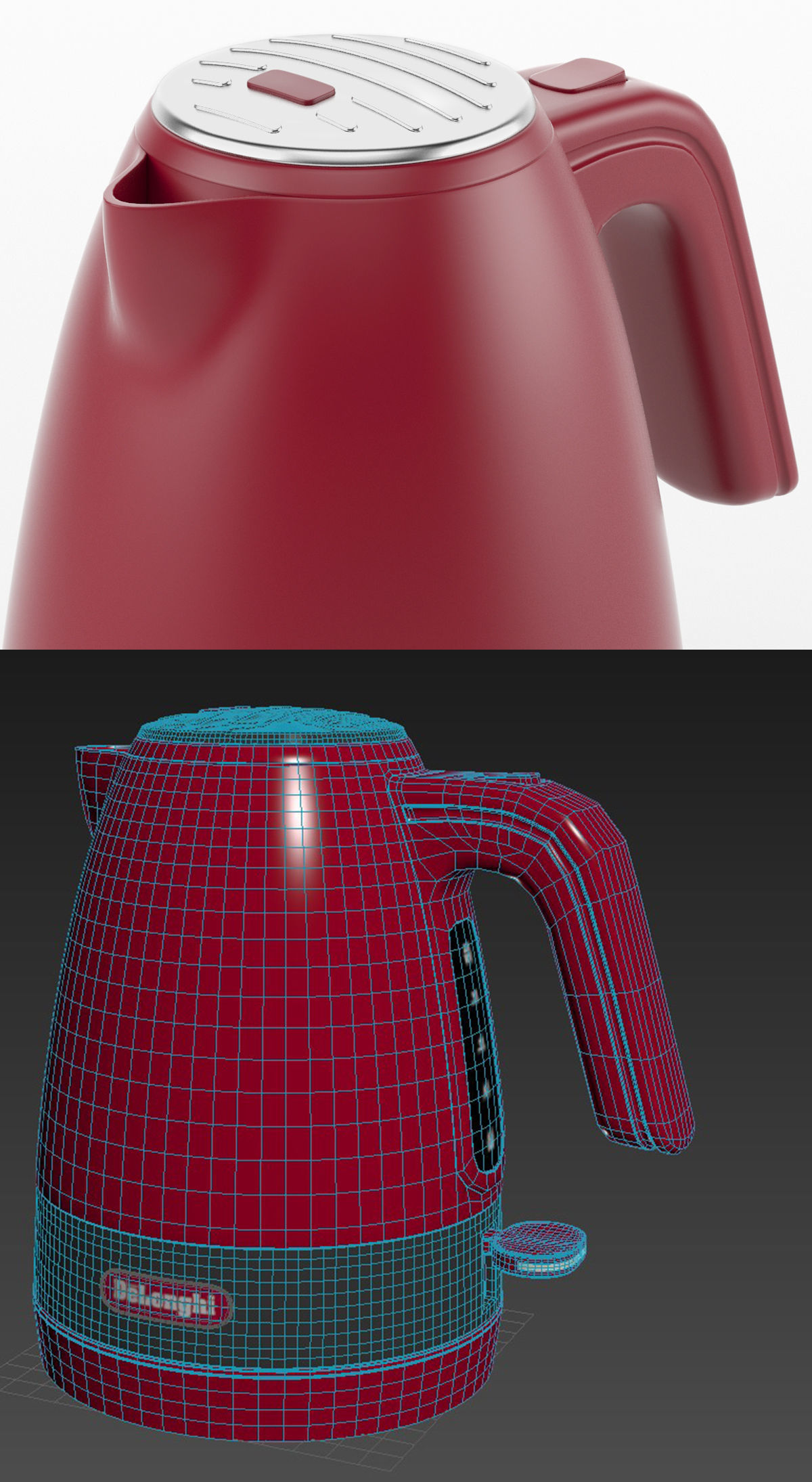 Kettle delonghi tepot electric red to turbosmooth 3D model_5