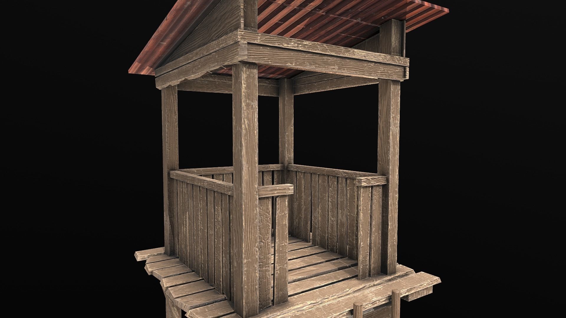 Wooden Guard Tower1 Low-poly 3D model_2