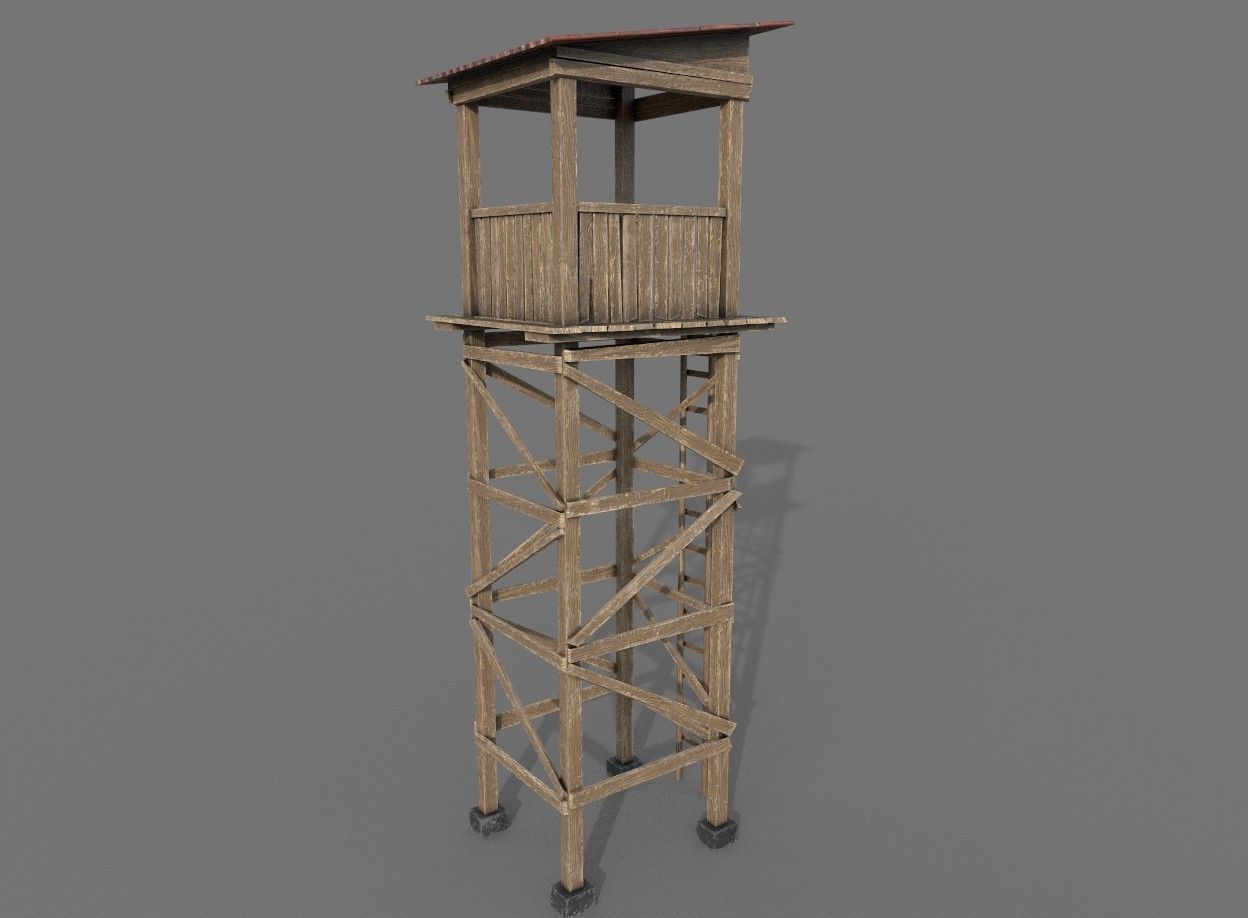 Wooden Guard Tower1 Low-poly 3D model_7