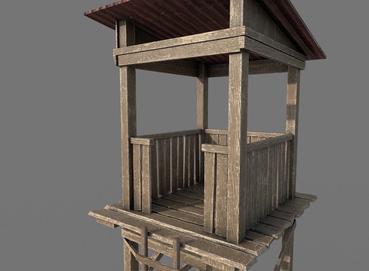 Wooden Guard Tower1 Low-poly 3D model_5
