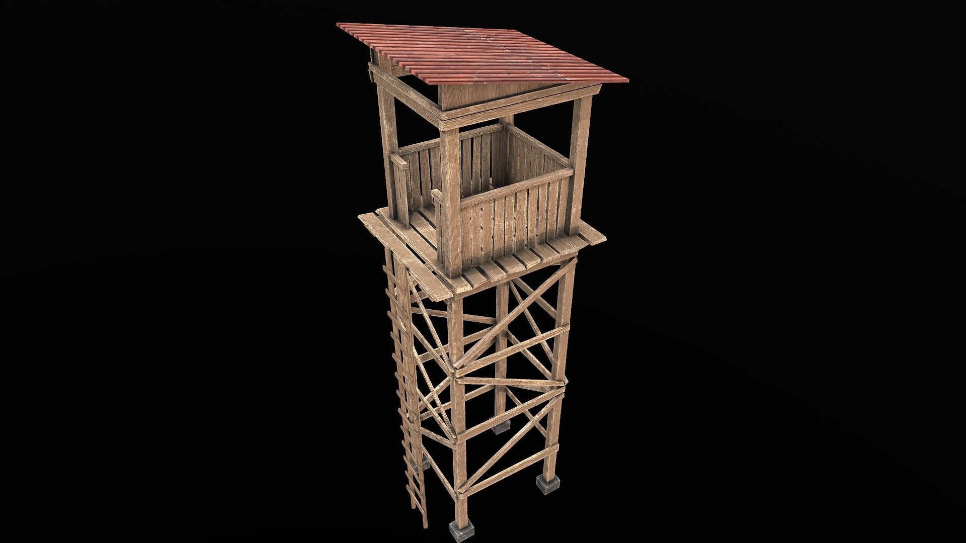 Wooden Guard Tower1 Low-poly 3D model_8