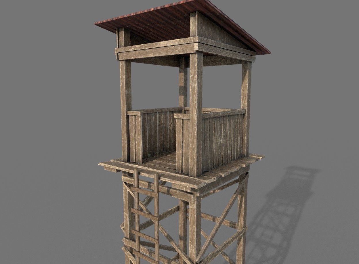 Wooden Guard Tower1 Low-poly 3D model_6