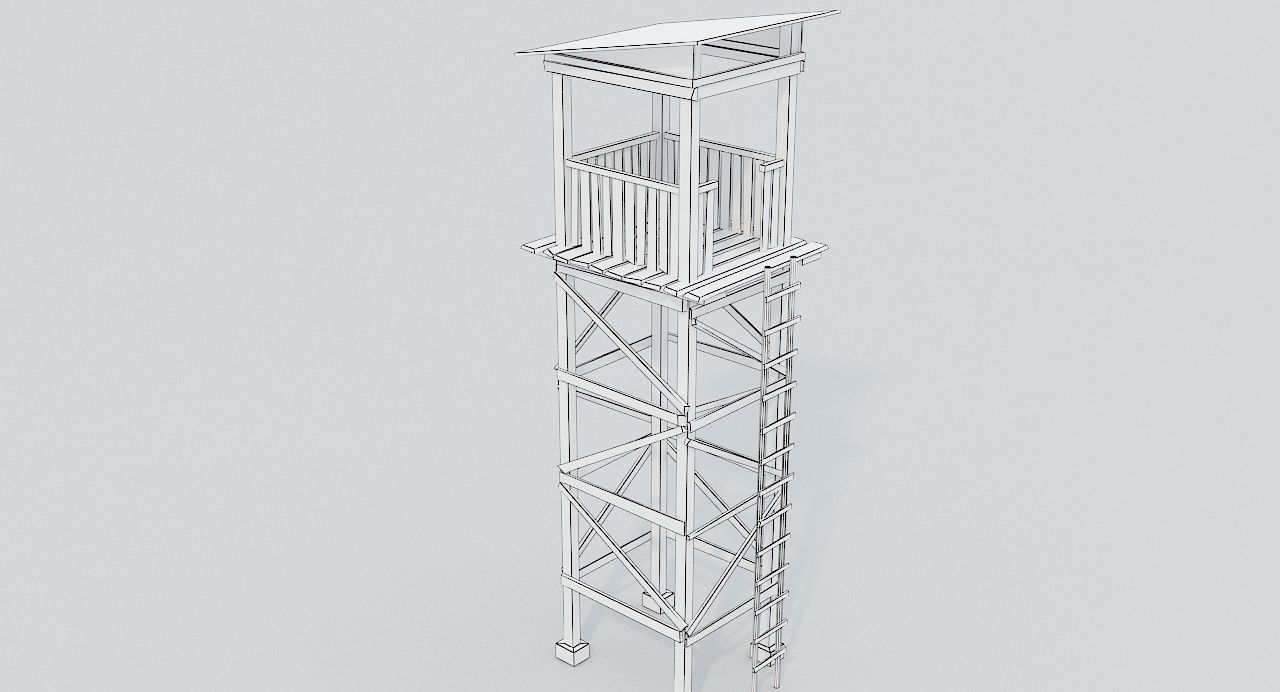 Wooden Guard Tower1 Low-poly 3D model_10