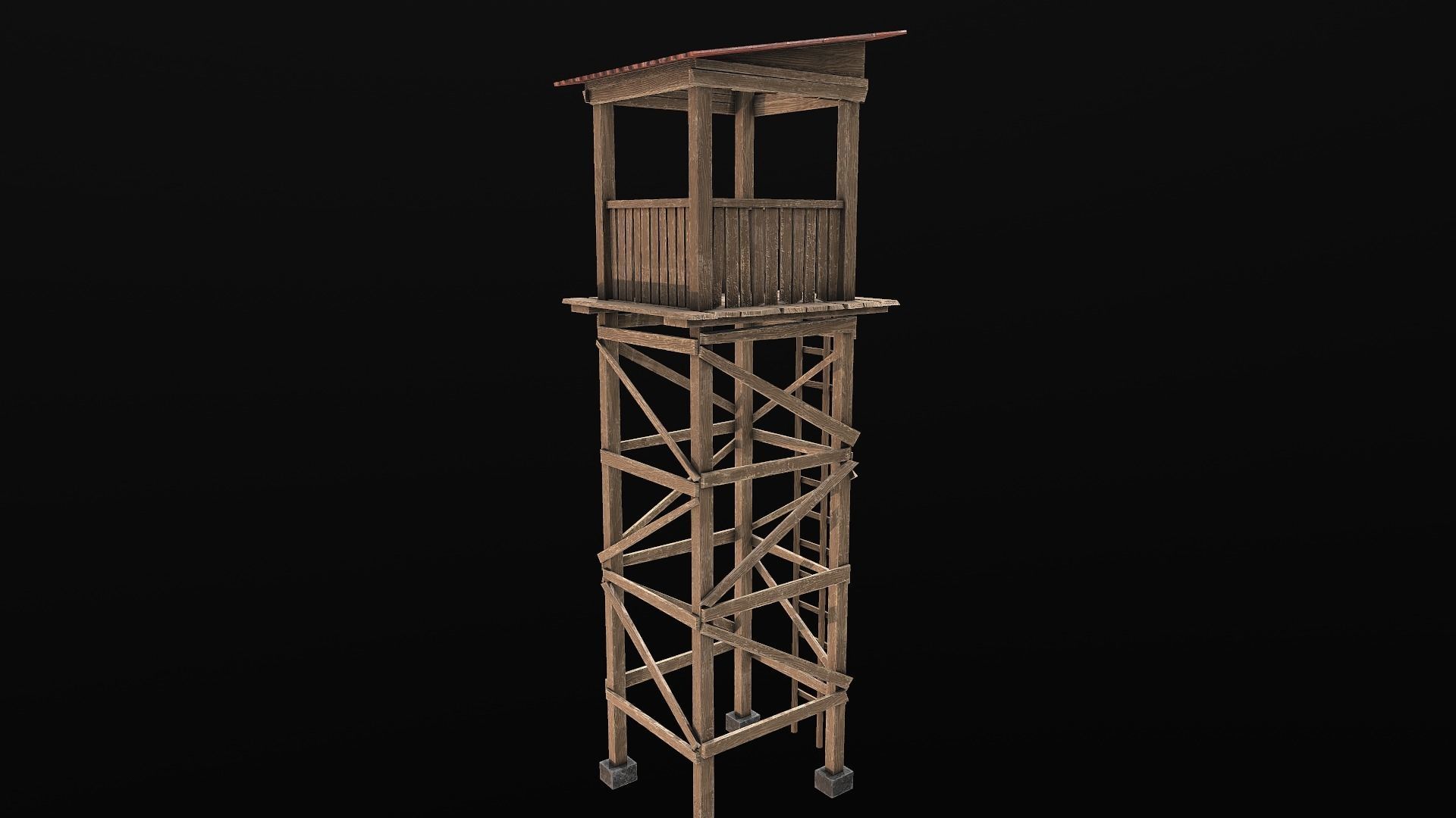 Wooden Guard Tower1 Low-poly 3D model_11