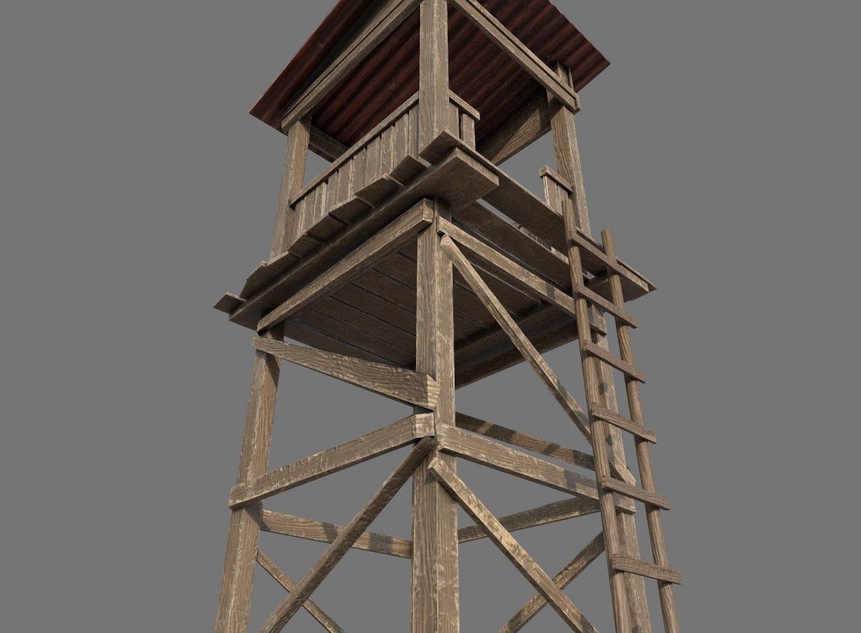Wooden Guard Tower1 Low-poly 3D model_3
