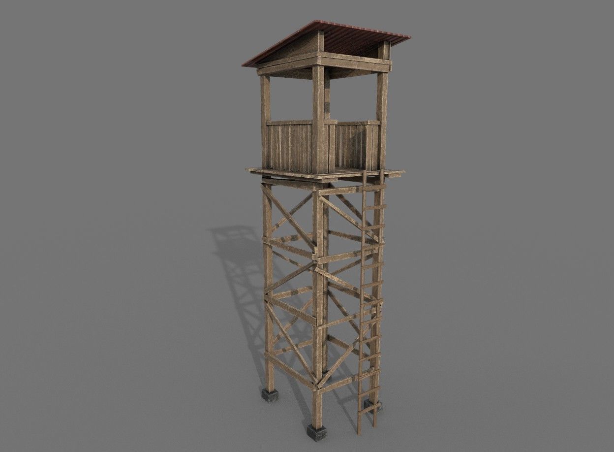 Wooden Guard Tower1 Low-poly 3D model_4