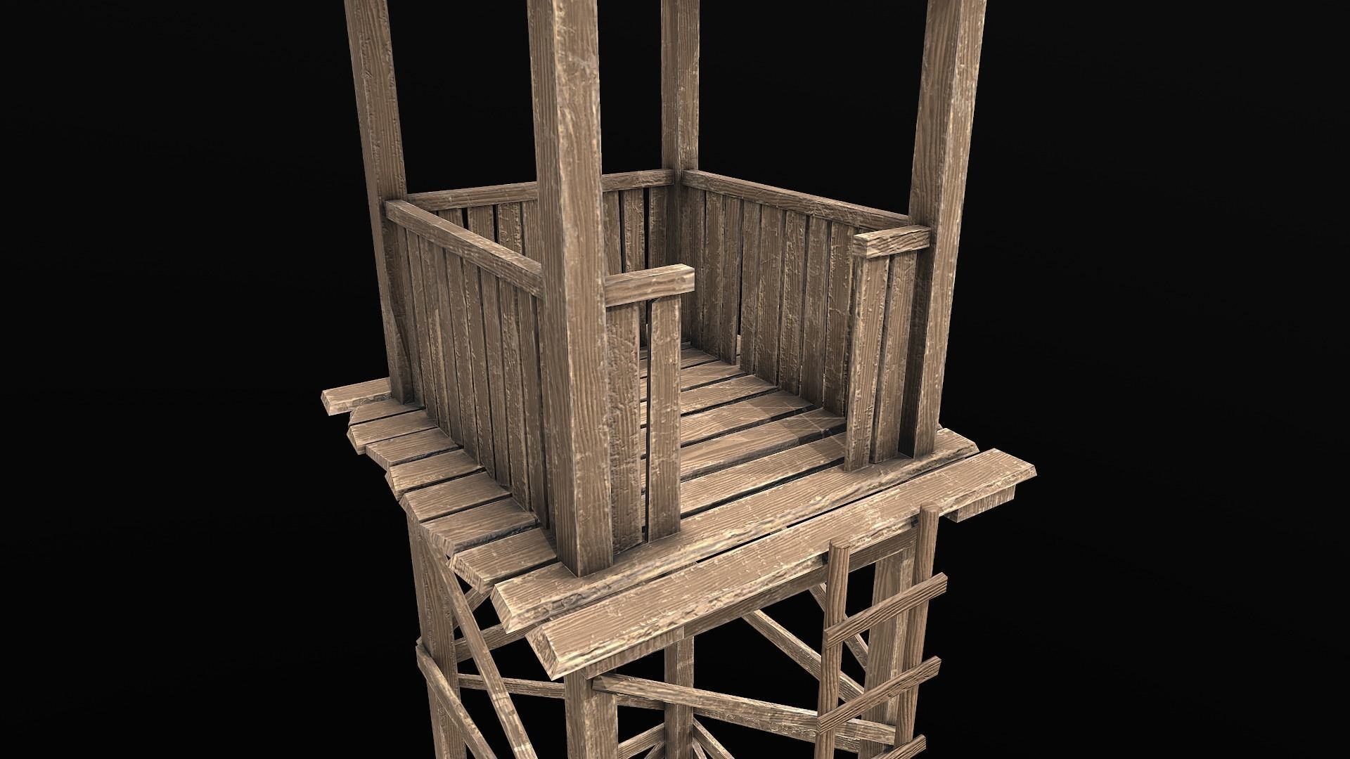 Wooden Guard Tower1 Low-poly 3D model_9