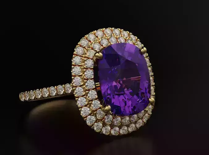 Ring with diamonds and cushion 597