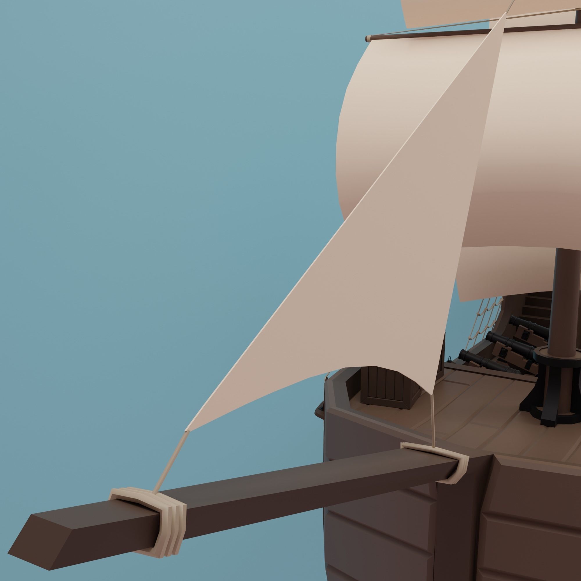 Ship pirate Low-poly 3D model_16