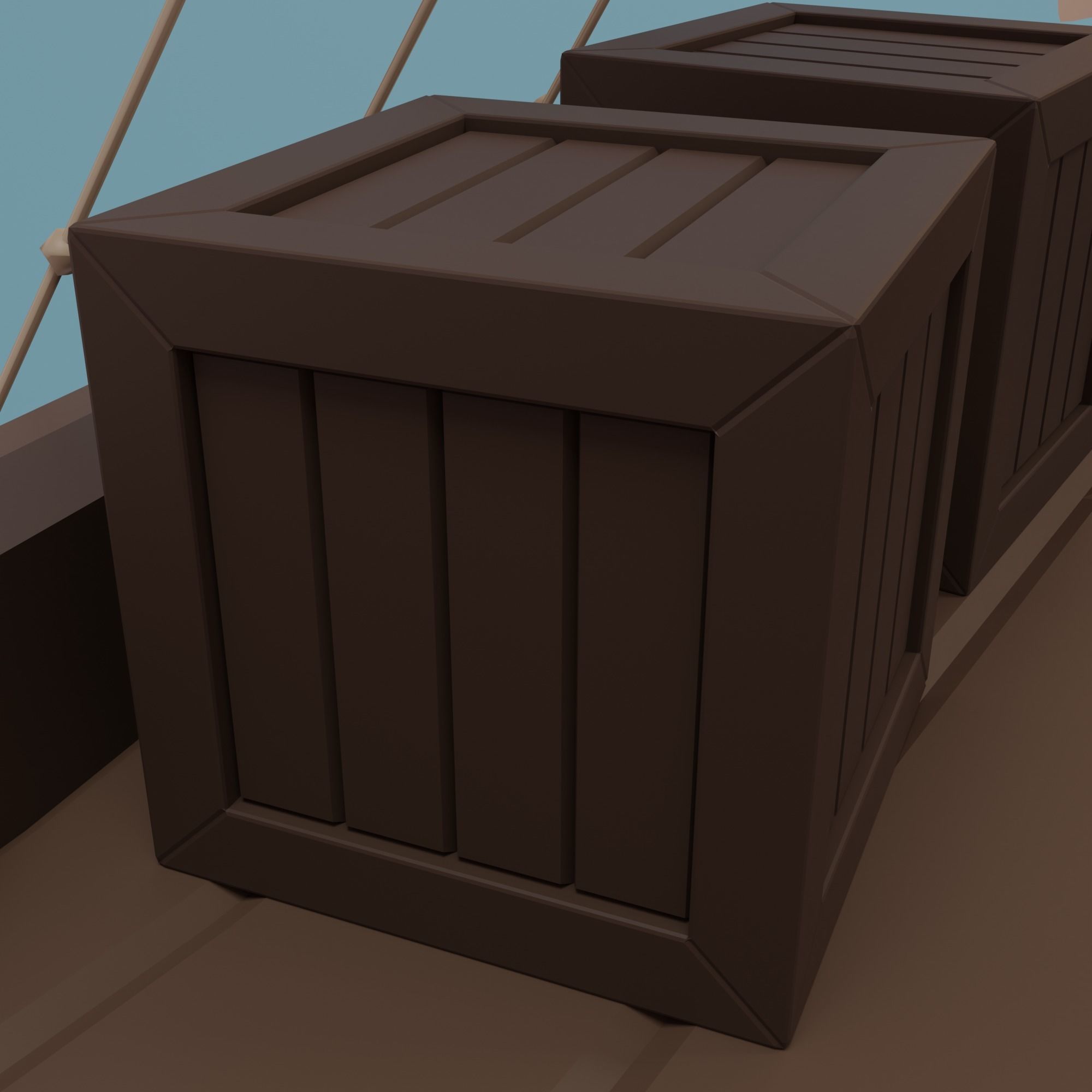 Ship pirate Low-poly 3D model_6