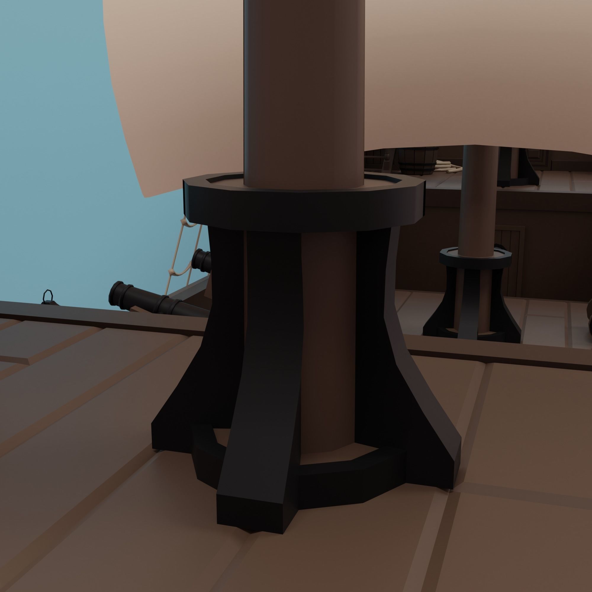 Ship pirate Low-poly 3D model_17