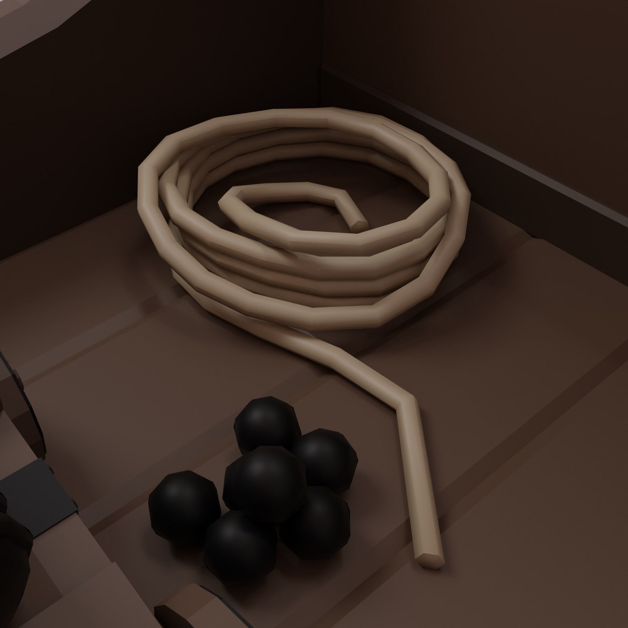 Ship pirate Low-poly 3D model_4