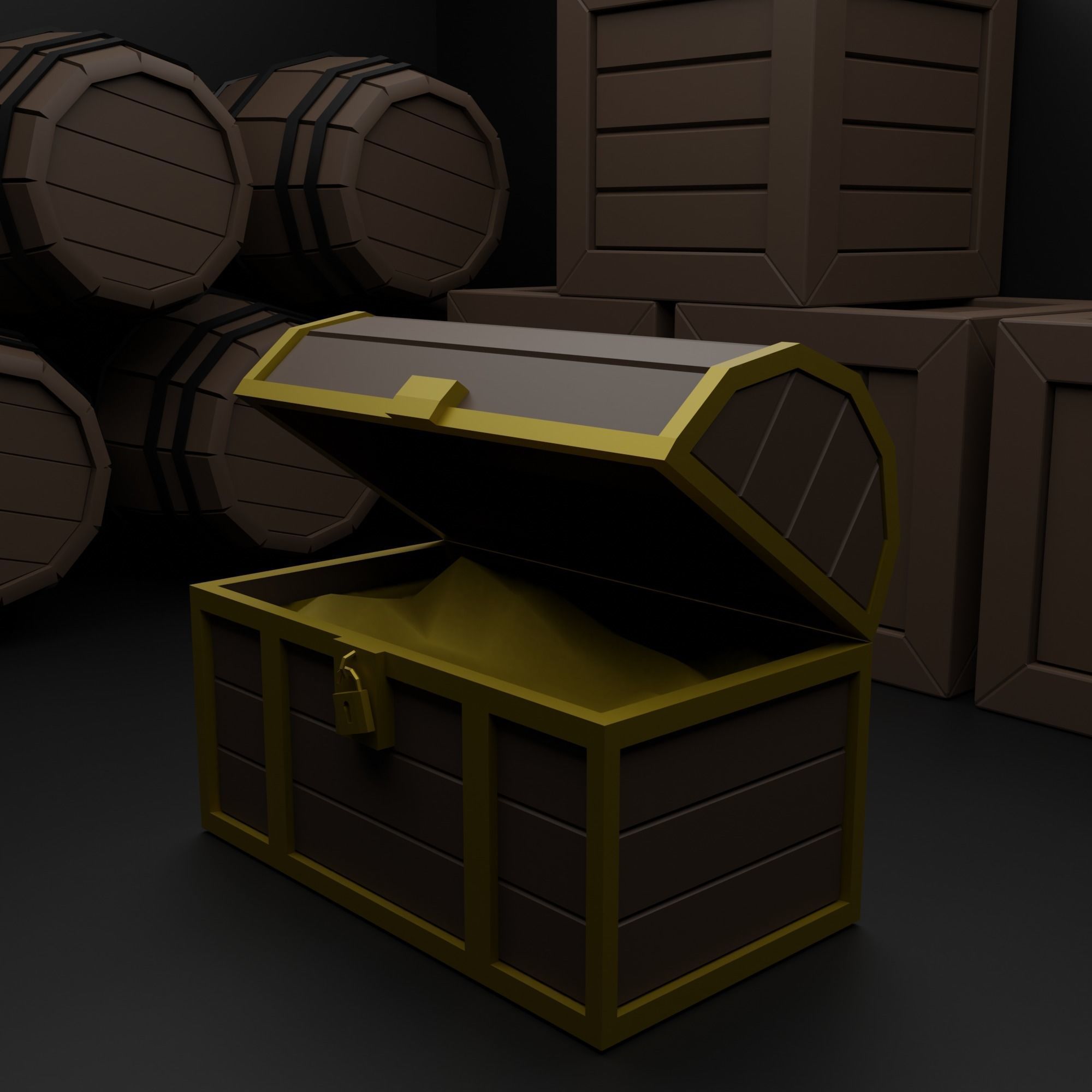 Ship pirate Low-poly 3D model_18