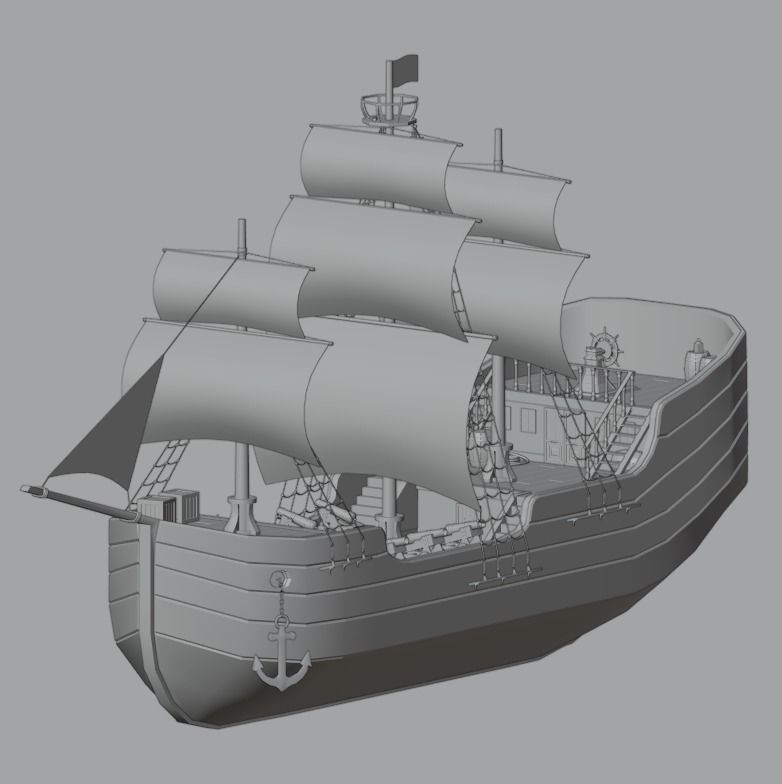 Ship pirate Low-poly 3D model_1