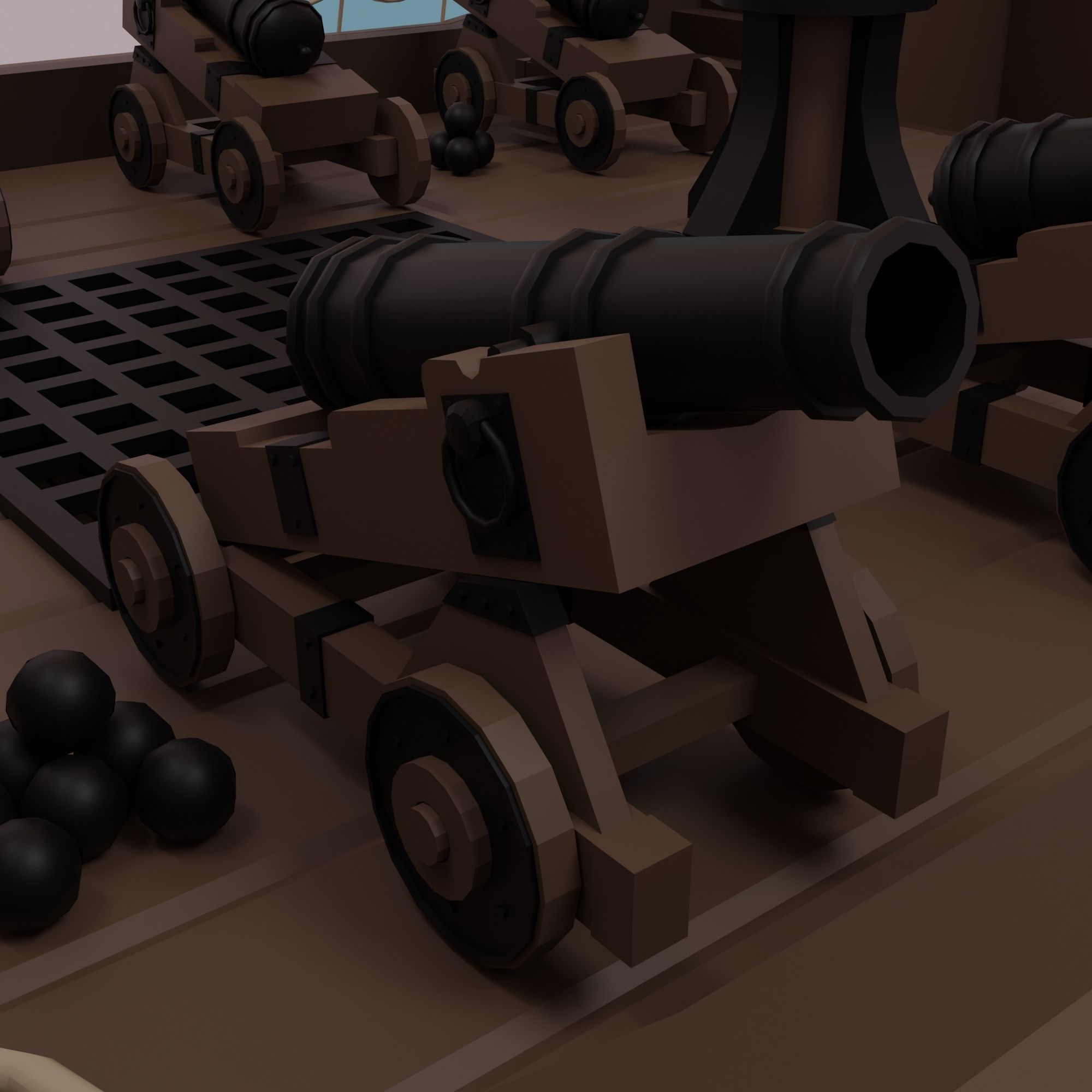 Ship pirate Low-poly 3D model_3