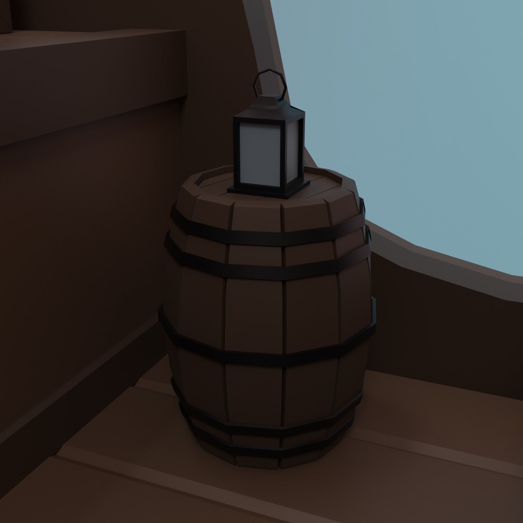 Ship pirate Low-poly 3D model_5