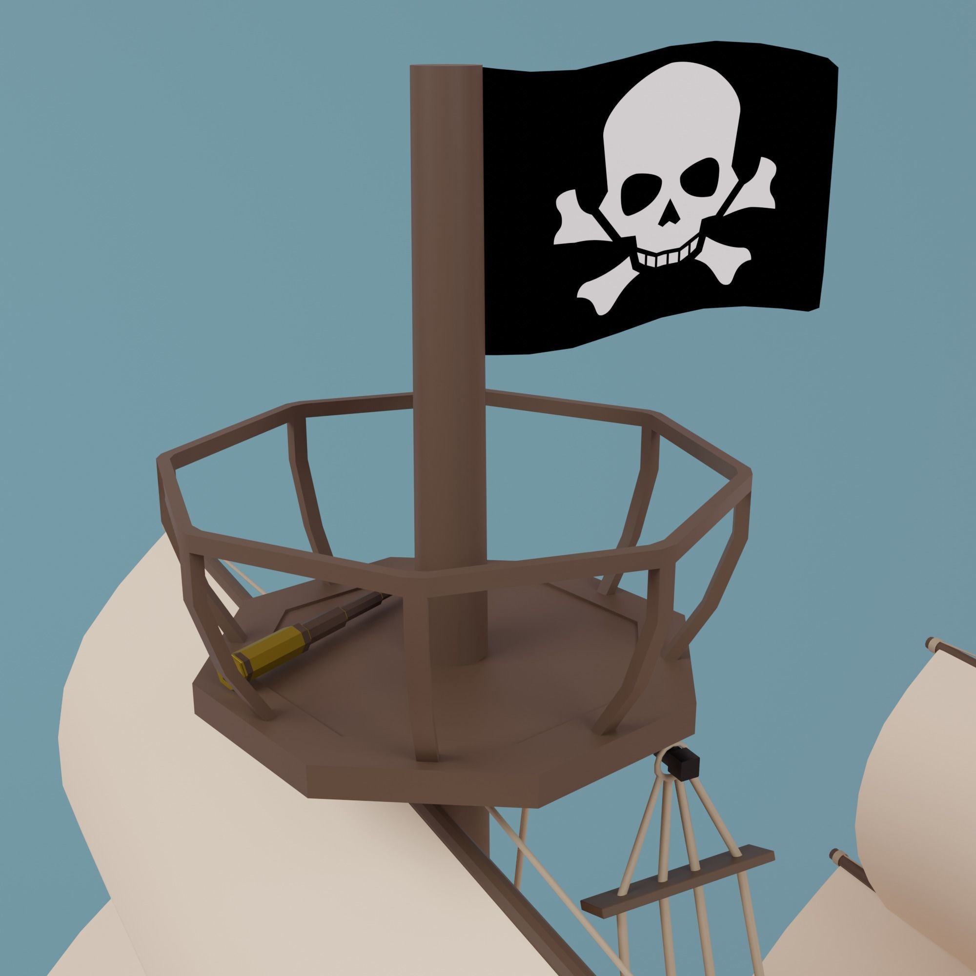 Ship pirate Low-poly 3D model_13