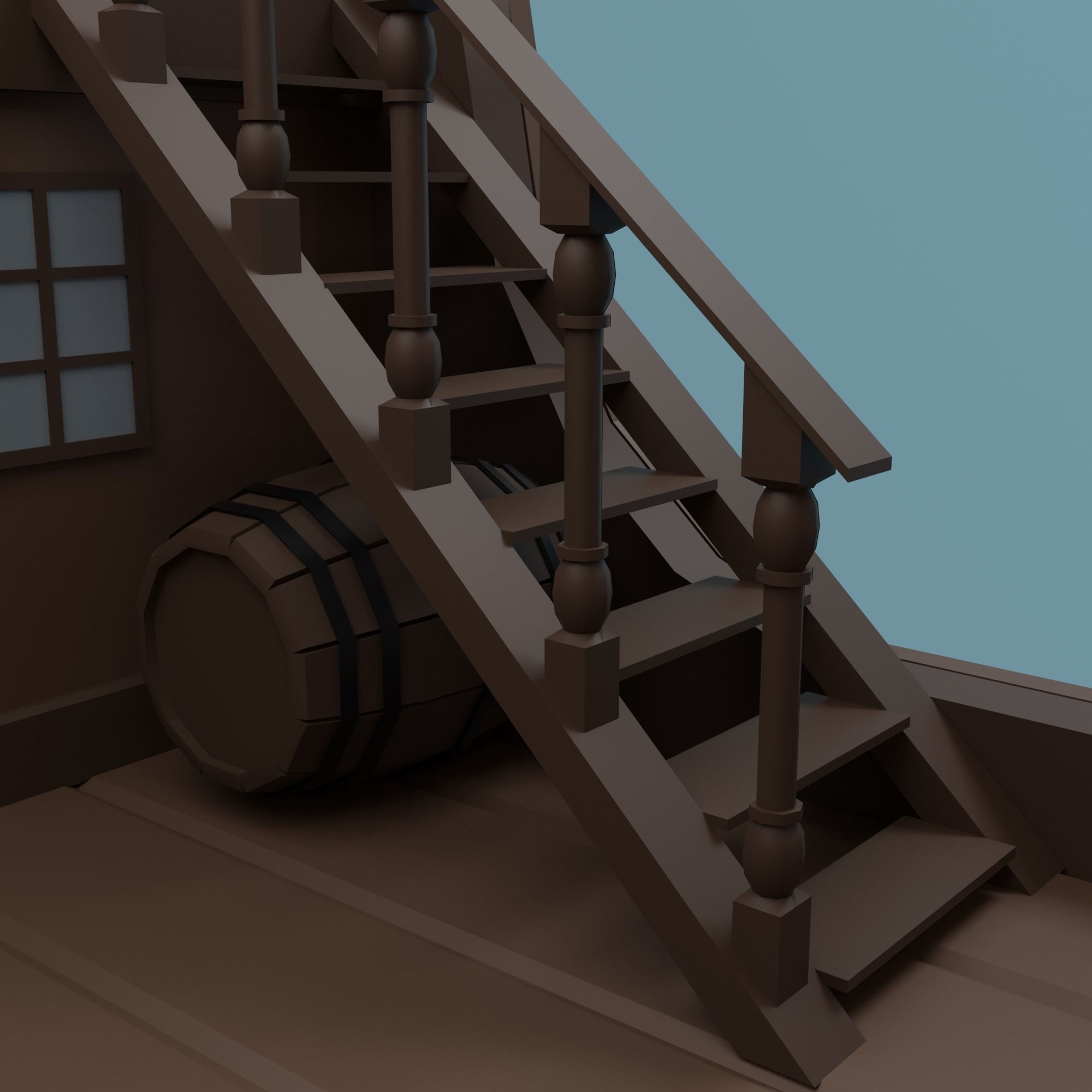 Ship pirate Low-poly 3D model_10