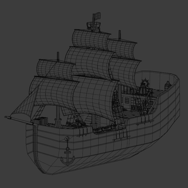 Ship pirate Low-poly 3D model_2