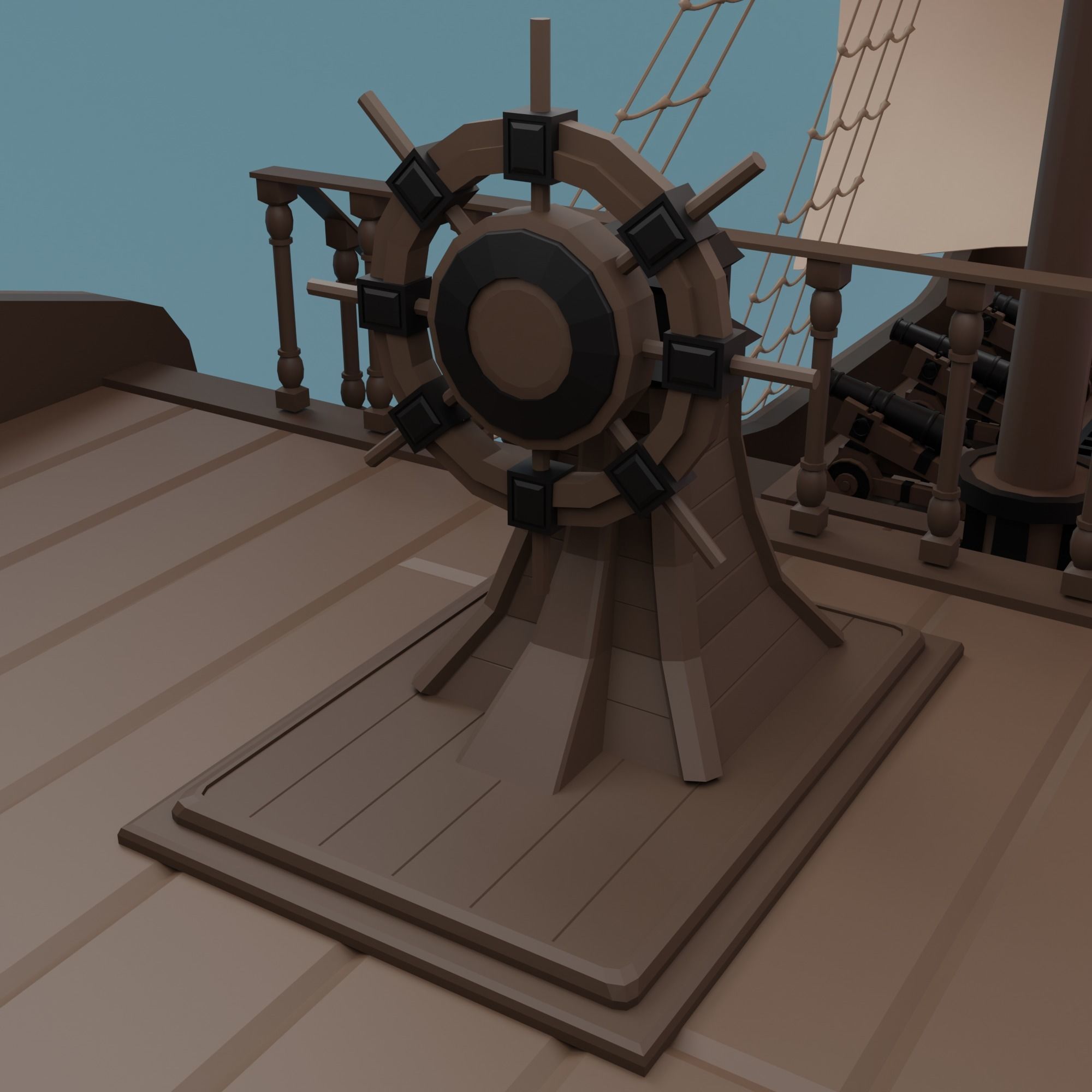 Ship pirate Low-poly 3D model_11