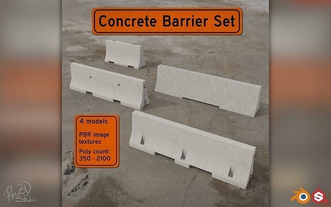 Concrete Barrier Pack 3D model