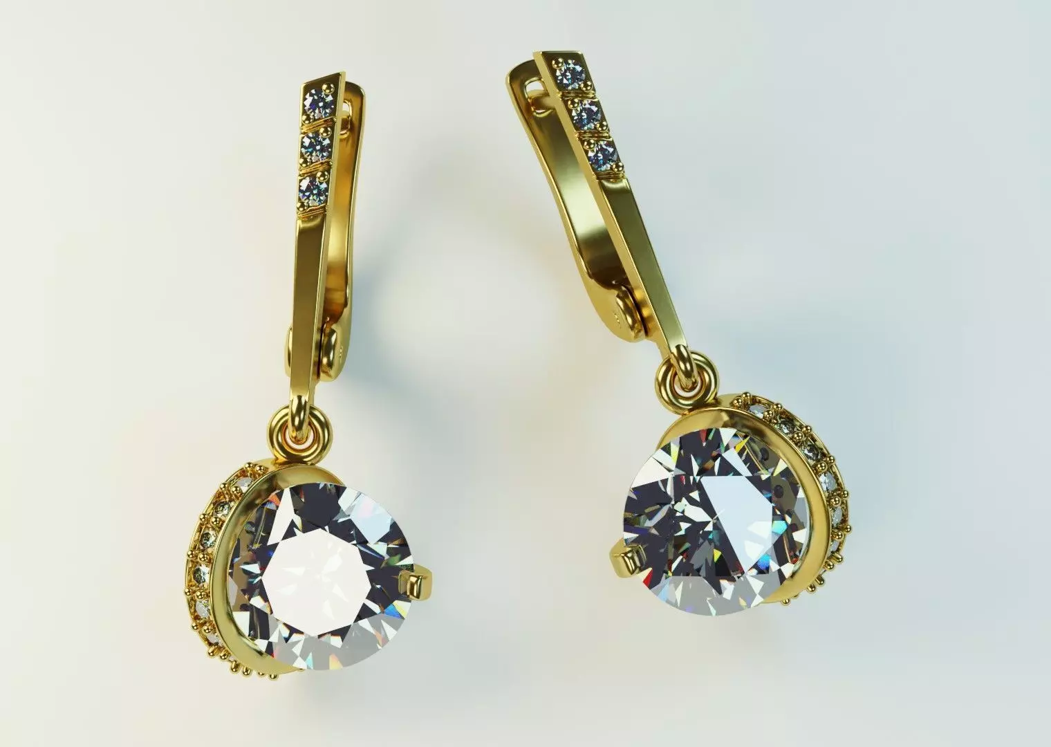 Hovering diamong earrings 3D print model