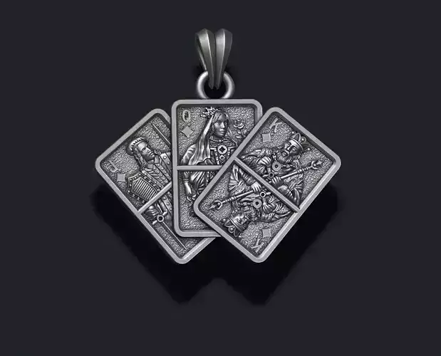 Pair of diamond Jacks Queens Kings playing cards pendant