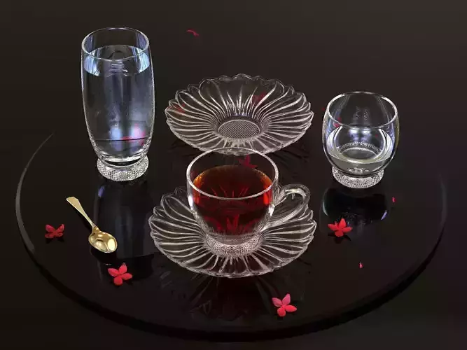 DECORE SET tea with cups and saucers 3D model
