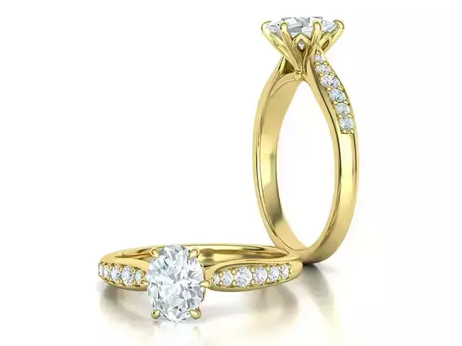 Solitaire Engagement Ring Oval Stone 8x6  3dmodel 3D print model