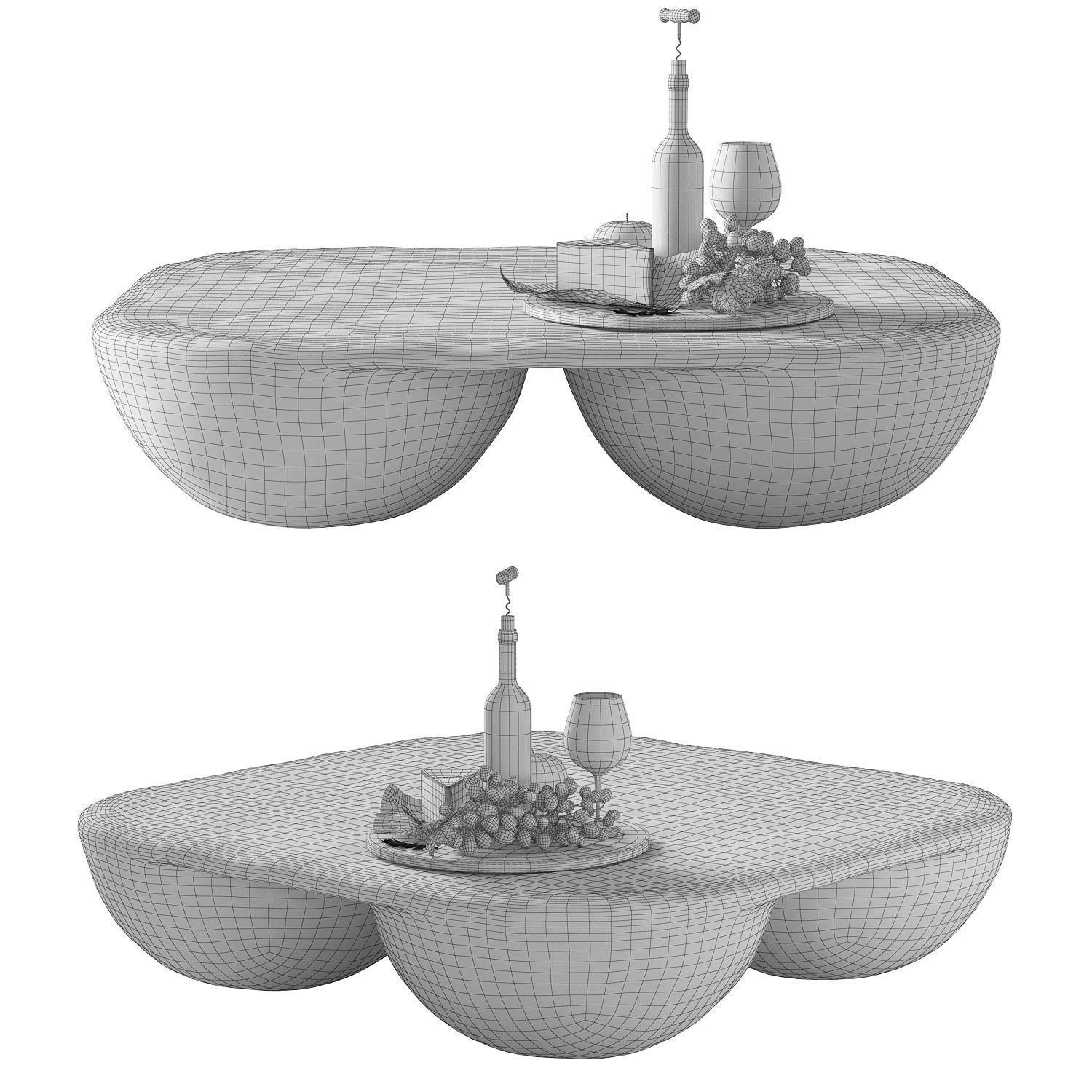 Quad Coffee Table Black 3D model_4