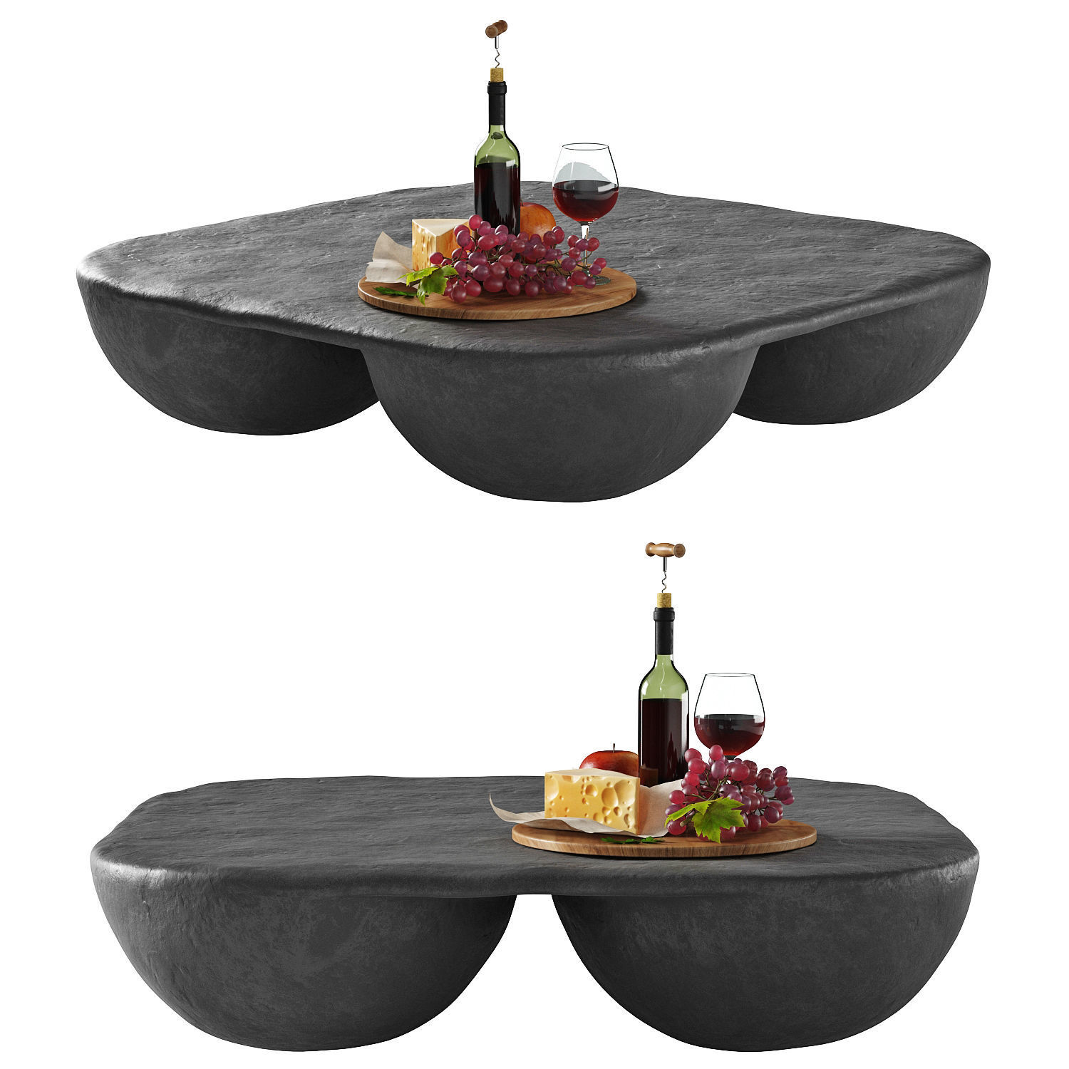 Quad Coffee Table Black 3D model_1