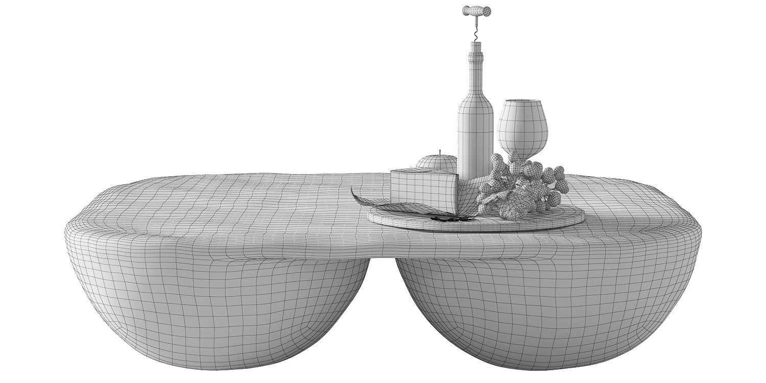 Quad Coffee Table Black 3D model_3