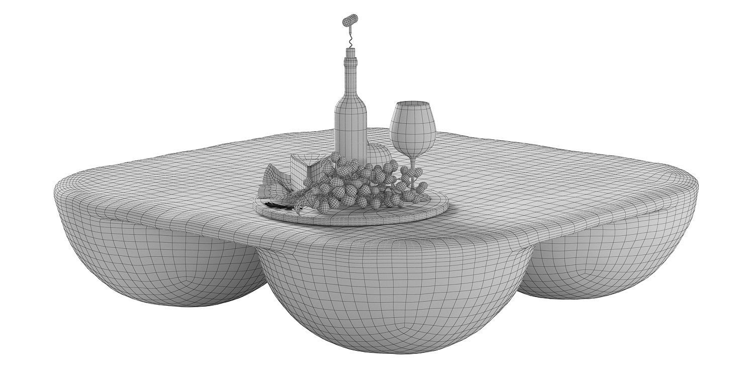 Quad Coffee Table Black 3D model_5