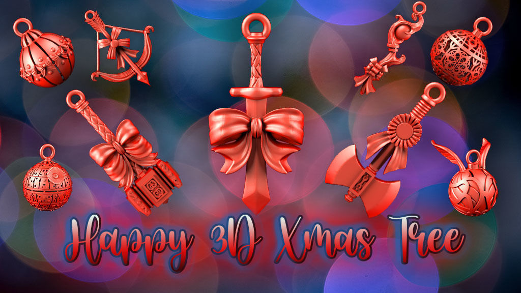 Happy 3D Xmas Tree  3D Model Collection_0