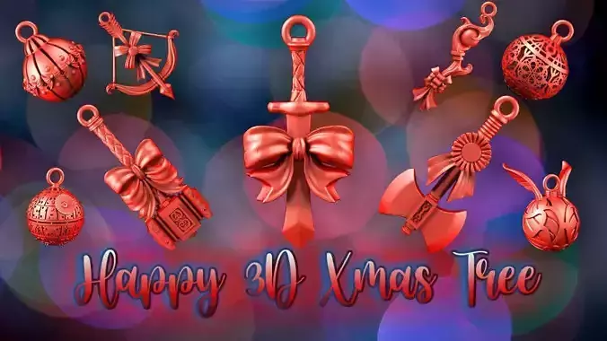 Happy 3D Xmas Tree  3D Model Collection
