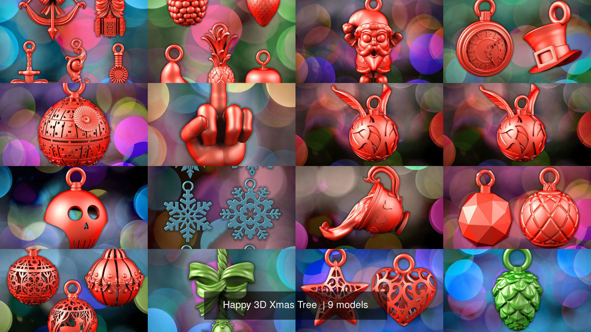 Happy 3D Xmas Tree  3D Model Collection_1