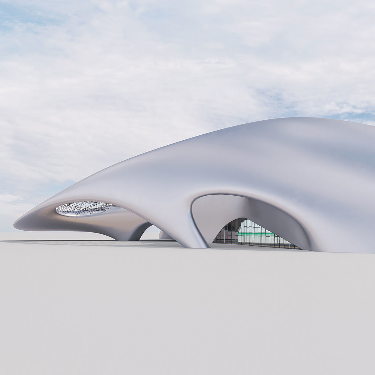 Futuristic building 30 3D model_4