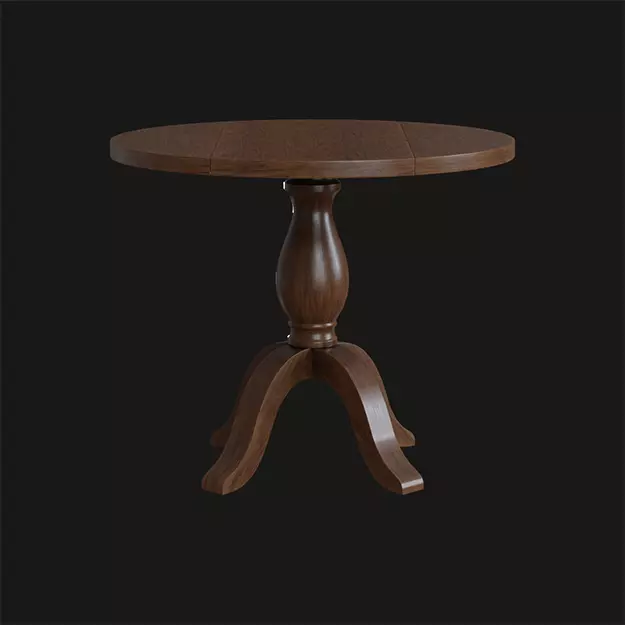 Round Jozy Table walnut wood Low-poly 3D model_0