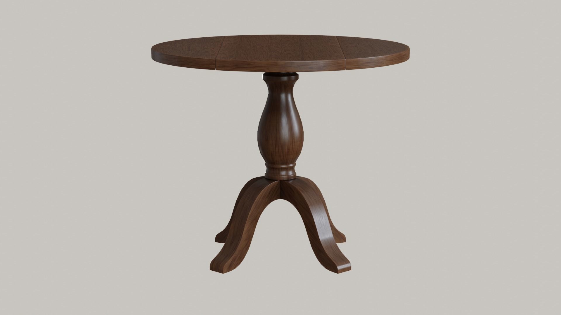 Round Jozy Table walnut wood Low-poly 3D model_2