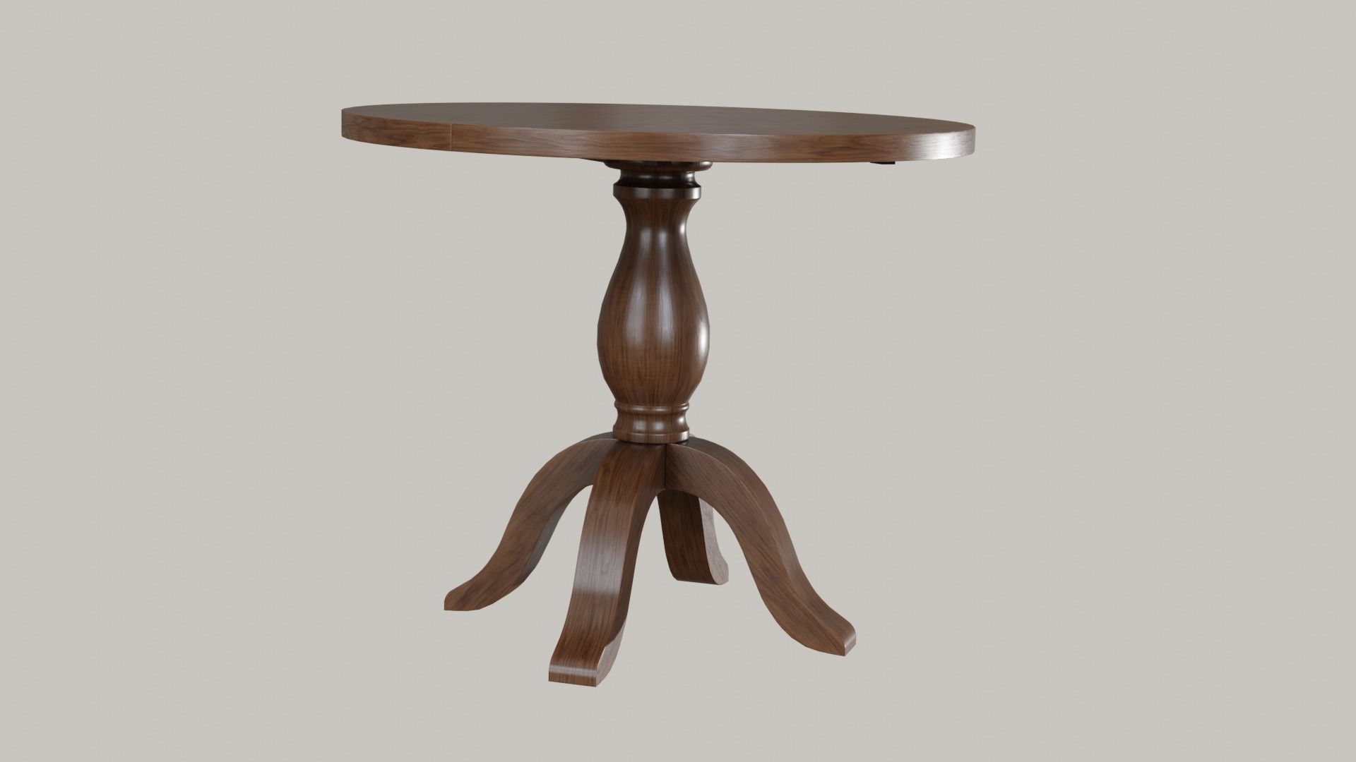 Round Jozy Table walnut wood Low-poly 3D model_3
