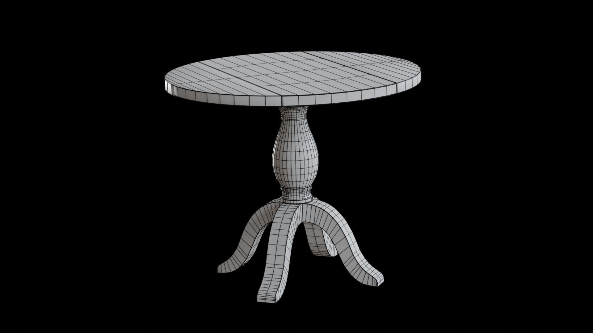Round Jozy Table walnut wood Low-poly 3D model_7