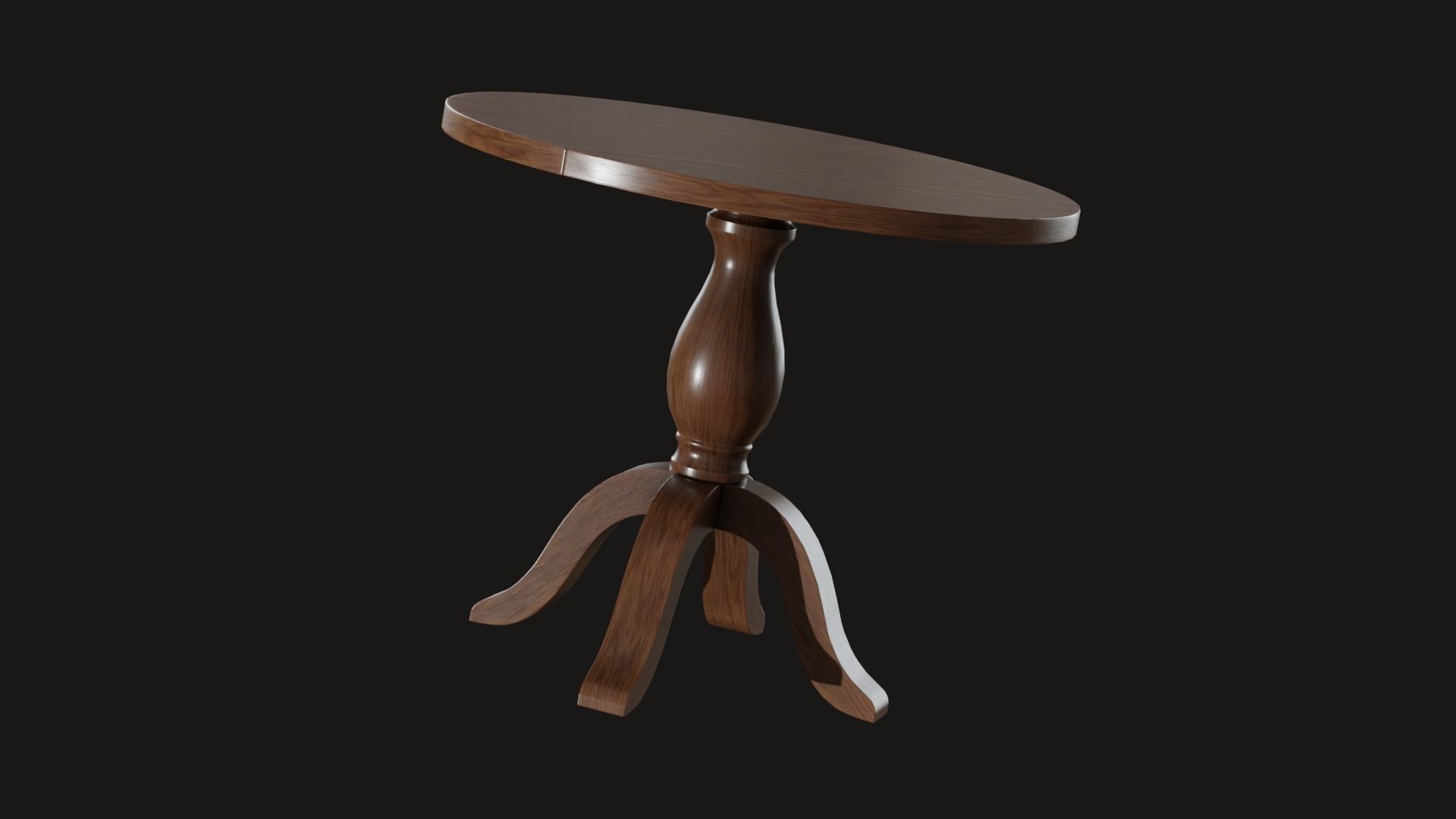 Round Jozy Table walnut wood Low-poly 3D model_5
