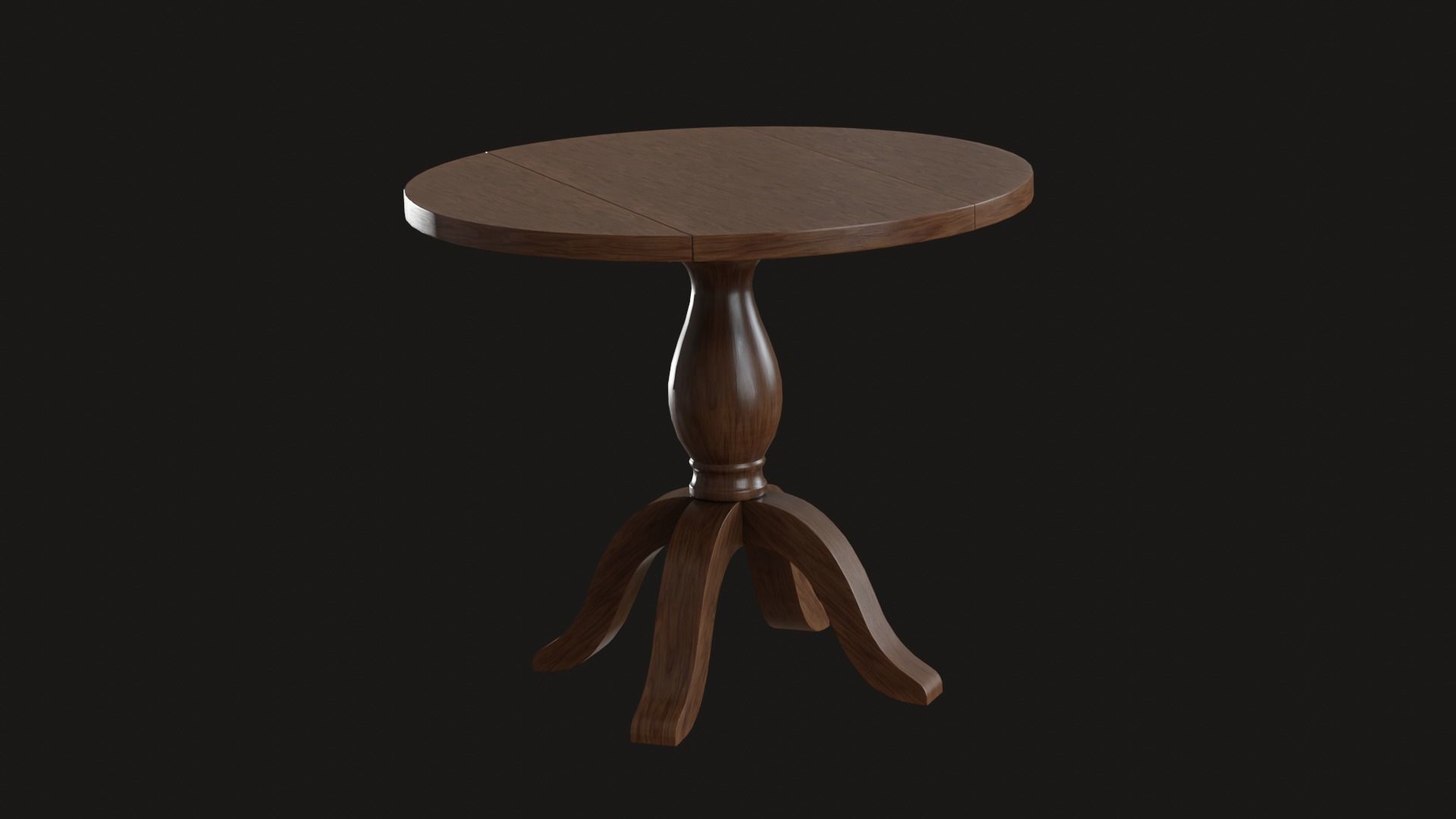 Round Jozy Table walnut wood Low-poly 3D model_1