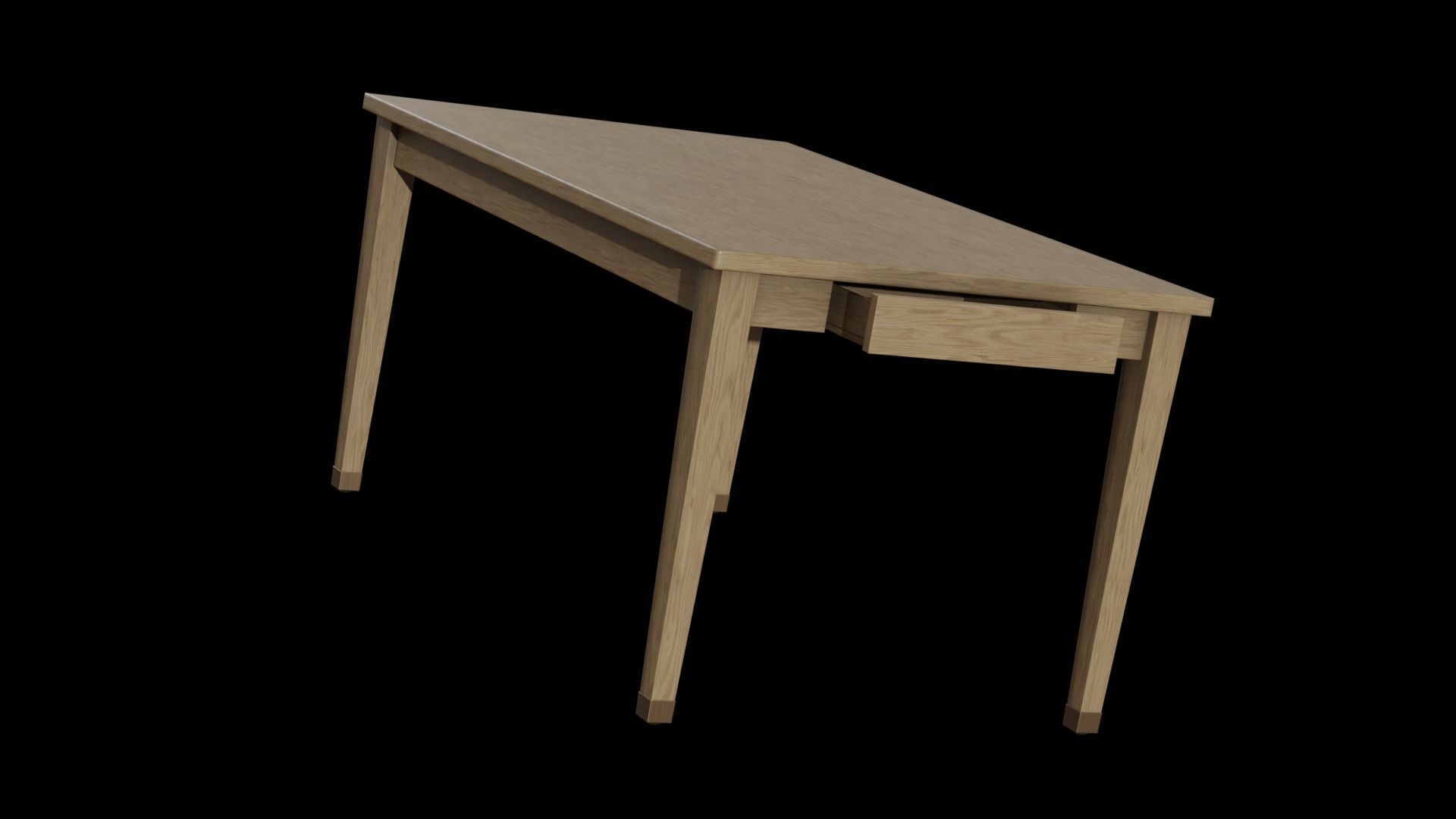 Vance Dining Table pine wood Low-poly 3D model_4