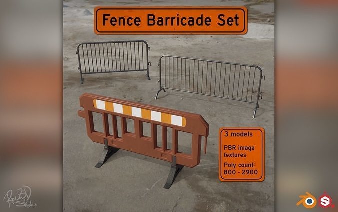 Fence Barricade Pack 3D model