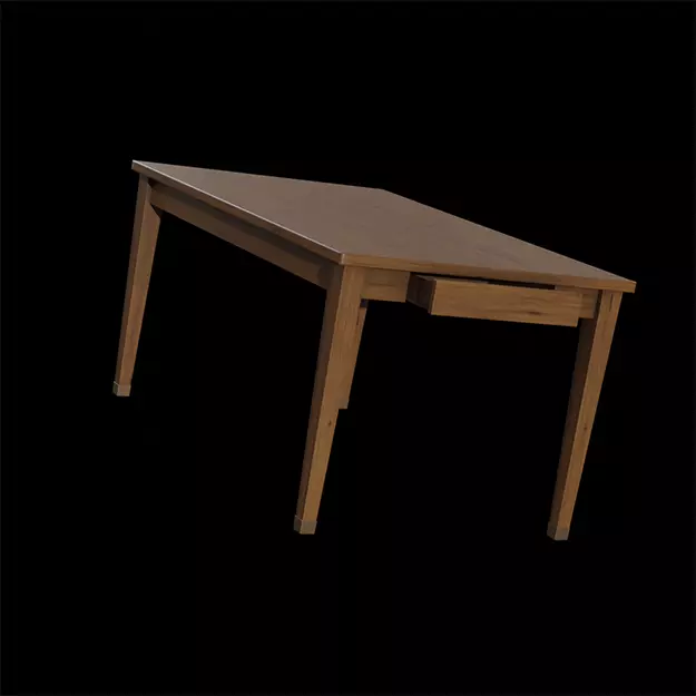 Vance Dining Table walnut wood Low-poly 3D model_0