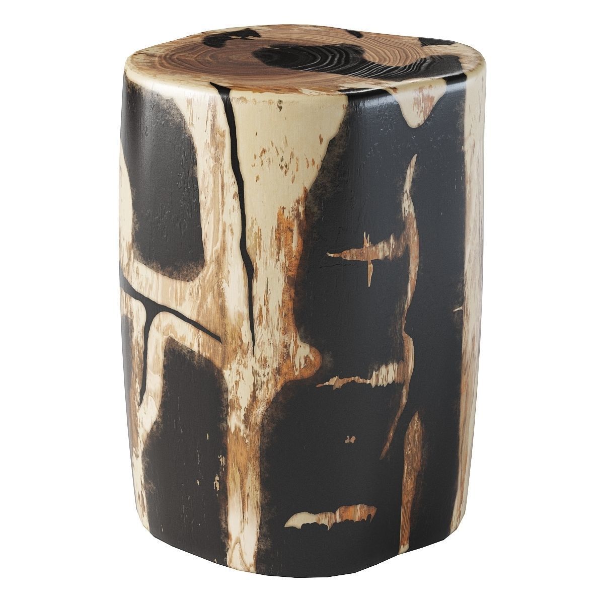 Petrified Log Stool Low-poly 3D model_4