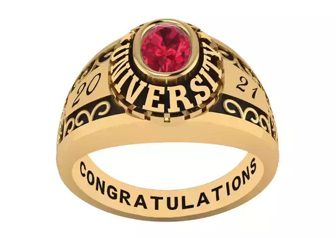 Personalized Class Ring 11 - Celtic Oval Gem 3D print model