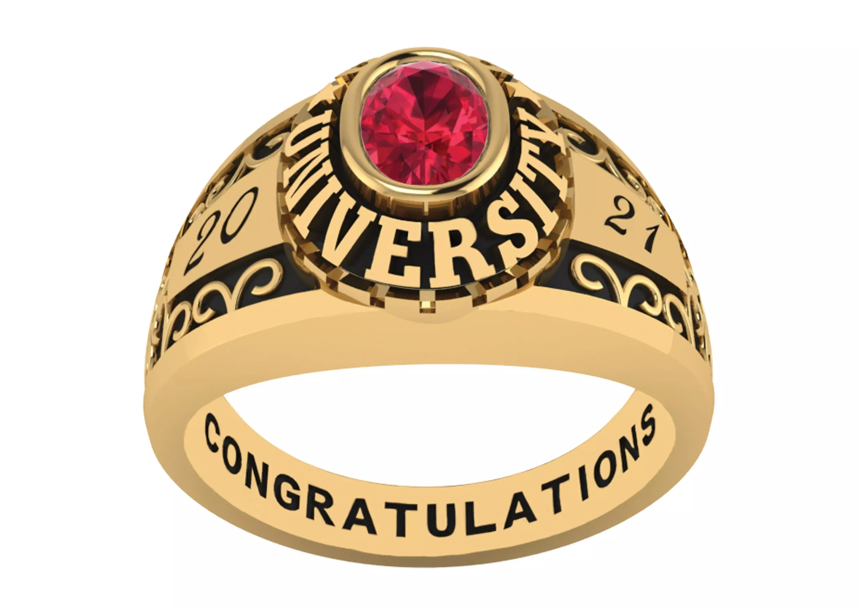 Personalized Class Ring 11 - Celtic Oval Gem 3D print model